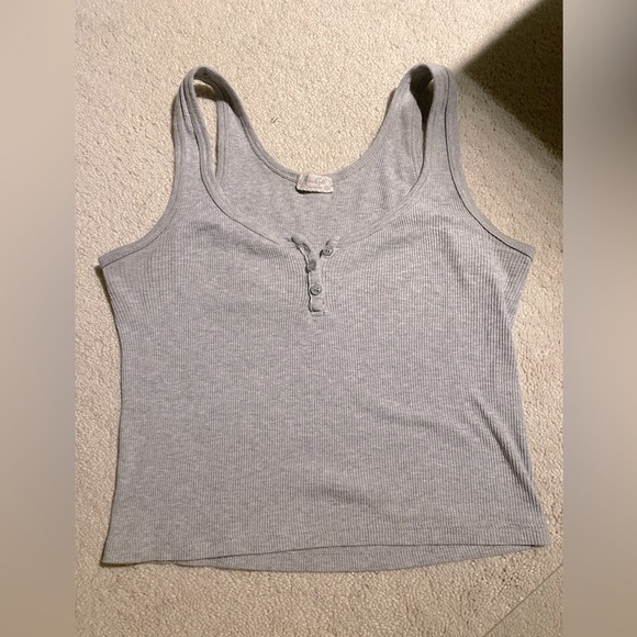 Brandy Melville Tops - Brandy Melville Grey button Tank top